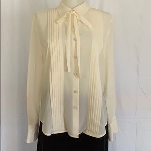 NWT Ann Taylor pleated front/ removable tie blouse